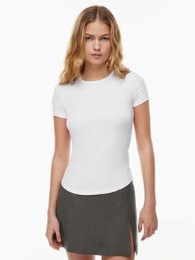 NWT Aritzia Sunday Best Bliss Hip T-Shirt White XS Ribbed ReRib Crewneck Tee